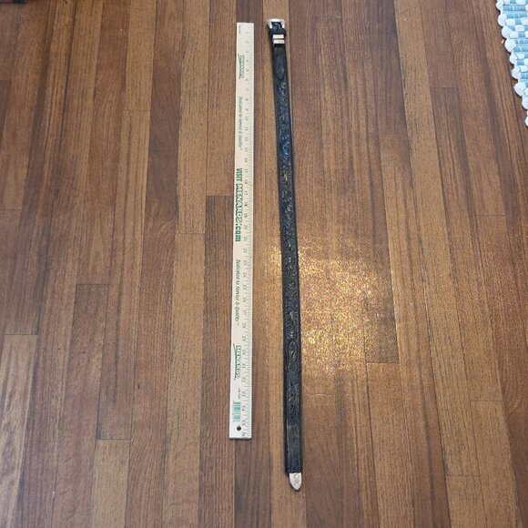 Nocona Black Leather Belt with Silver Buckle - Picture 11 of 13